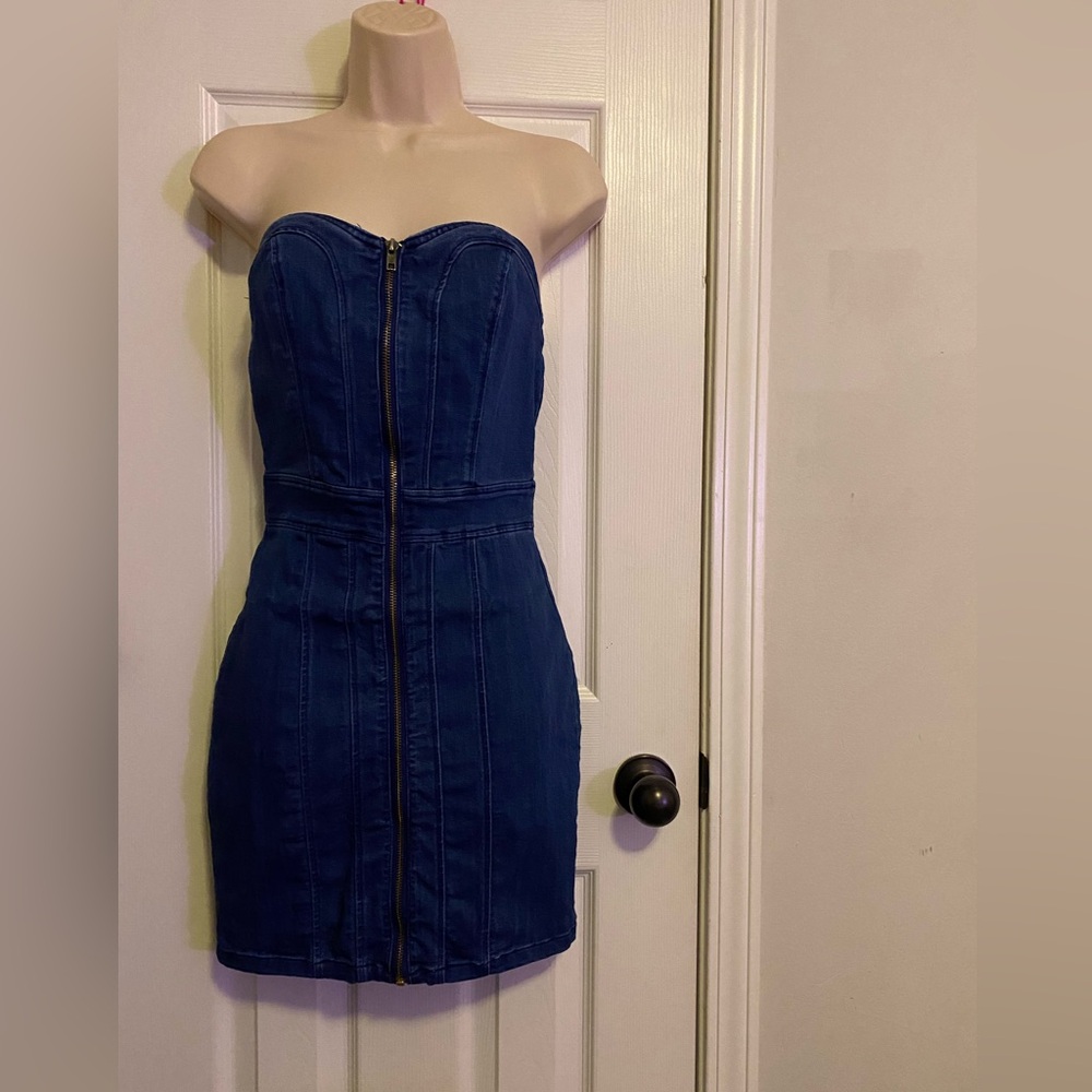 Haute Monde Strapless Denim Dress